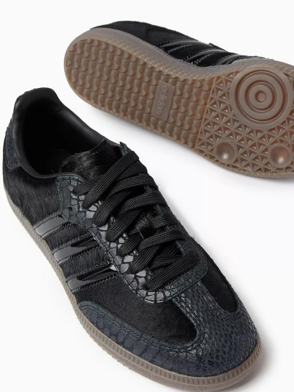 Adidas OG Leather Calf Hair Croc Leather Low Top Core Black Sneakers Size 9.5